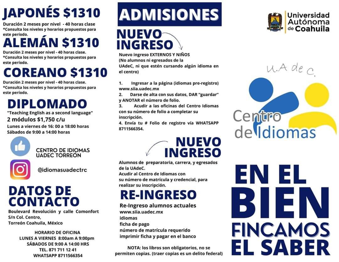 Cursos Sabatinos Centro de Idiomas UT 3