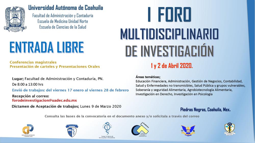 1er Foro Multidisciplinario de Investigación