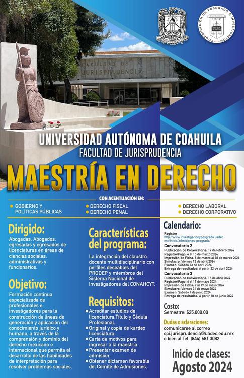 Maestría en Derecho con Cinco Acentuaciones