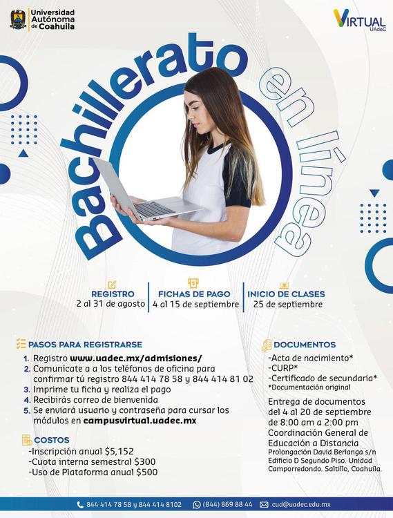 Cursa en la UAdeC el Bachillerato en Línea