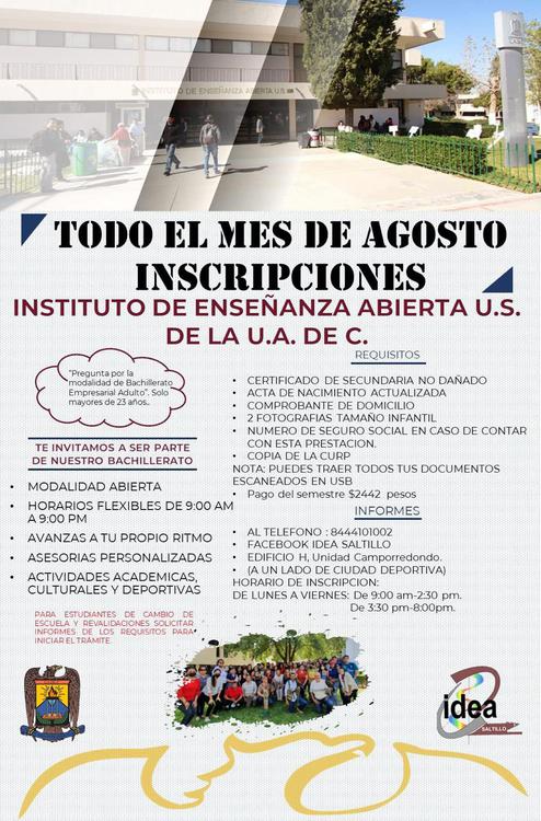 Inscripciones IDEA Agosto 2023