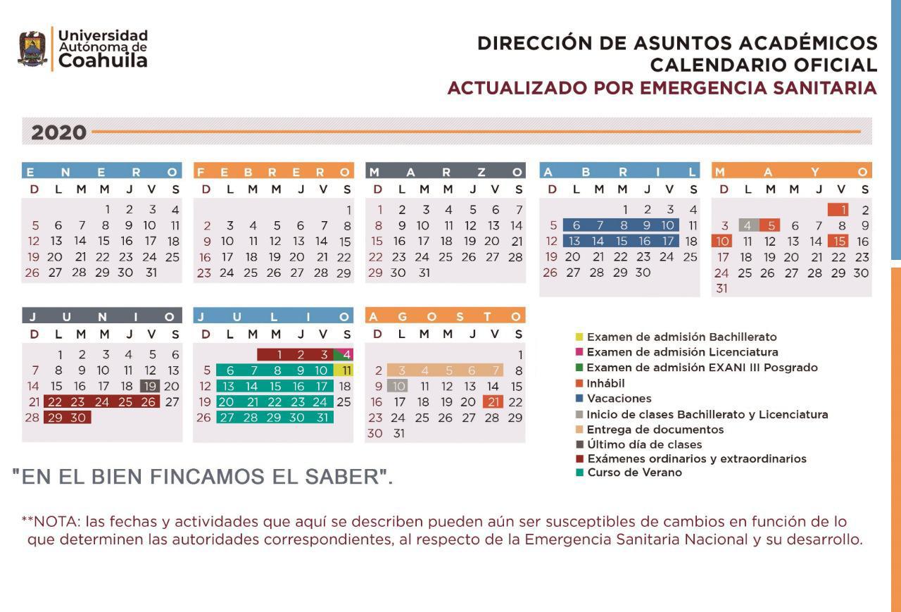Calendario Oficial Actualizado por Emergencia Sanitaria 1