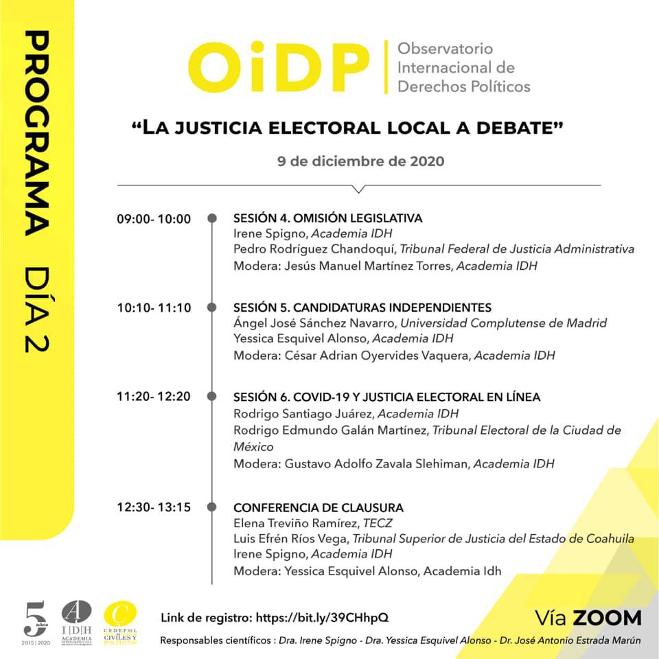 Observatorio Internacional de Derechos Politic os “La Justicia Electoral Local a Debate” 3