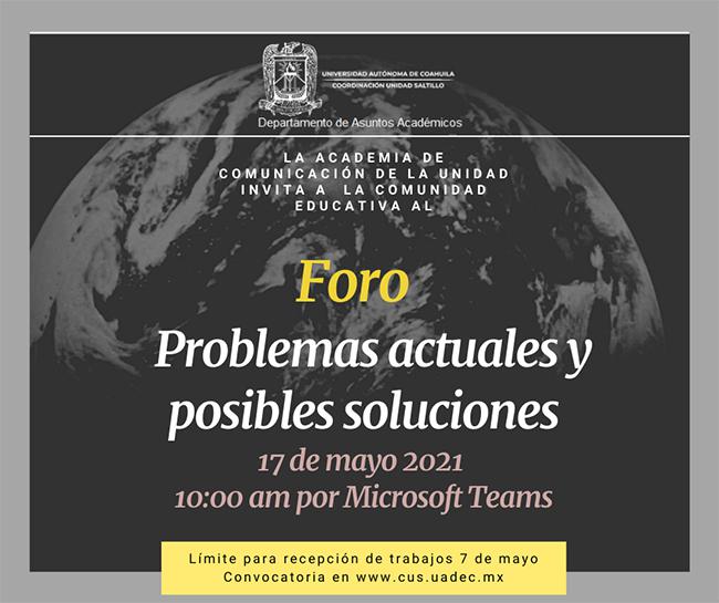 Participa en el Foro Virtual Problemas Actuales y Posibles Soluciones