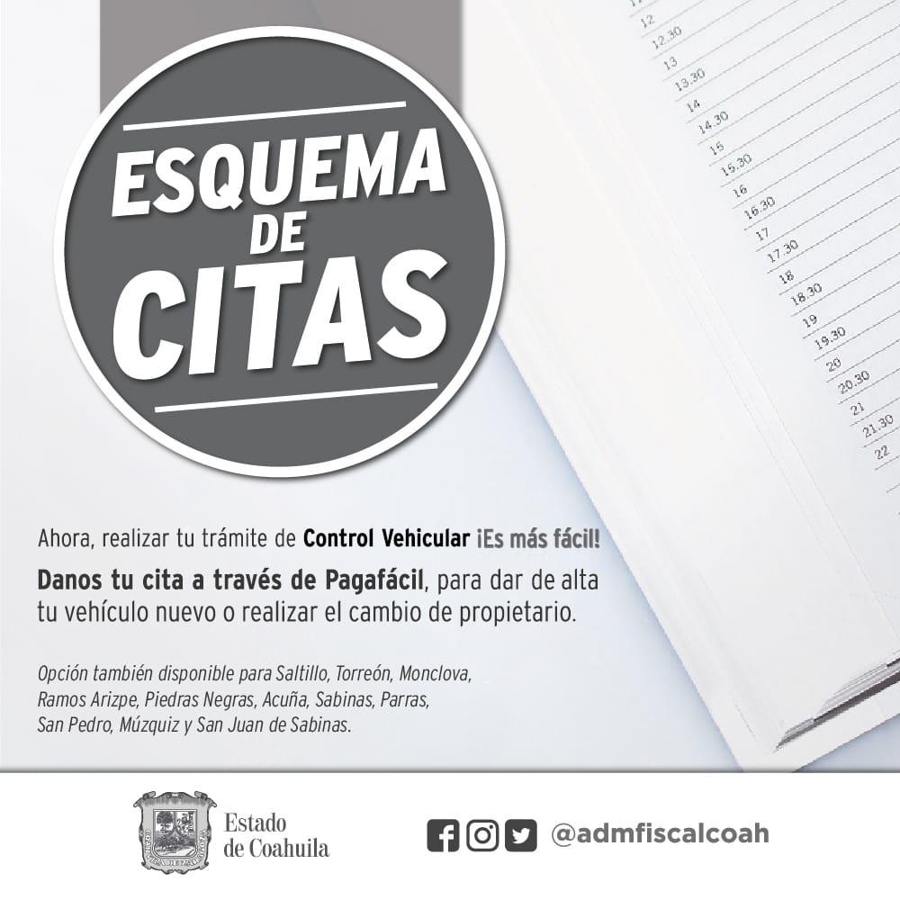 001 AGENDA TU CITA EN LA ADMINISTRACIÓN LOCAL DE COAHUILA MÁS CERCANA Y EVITA FILAS
