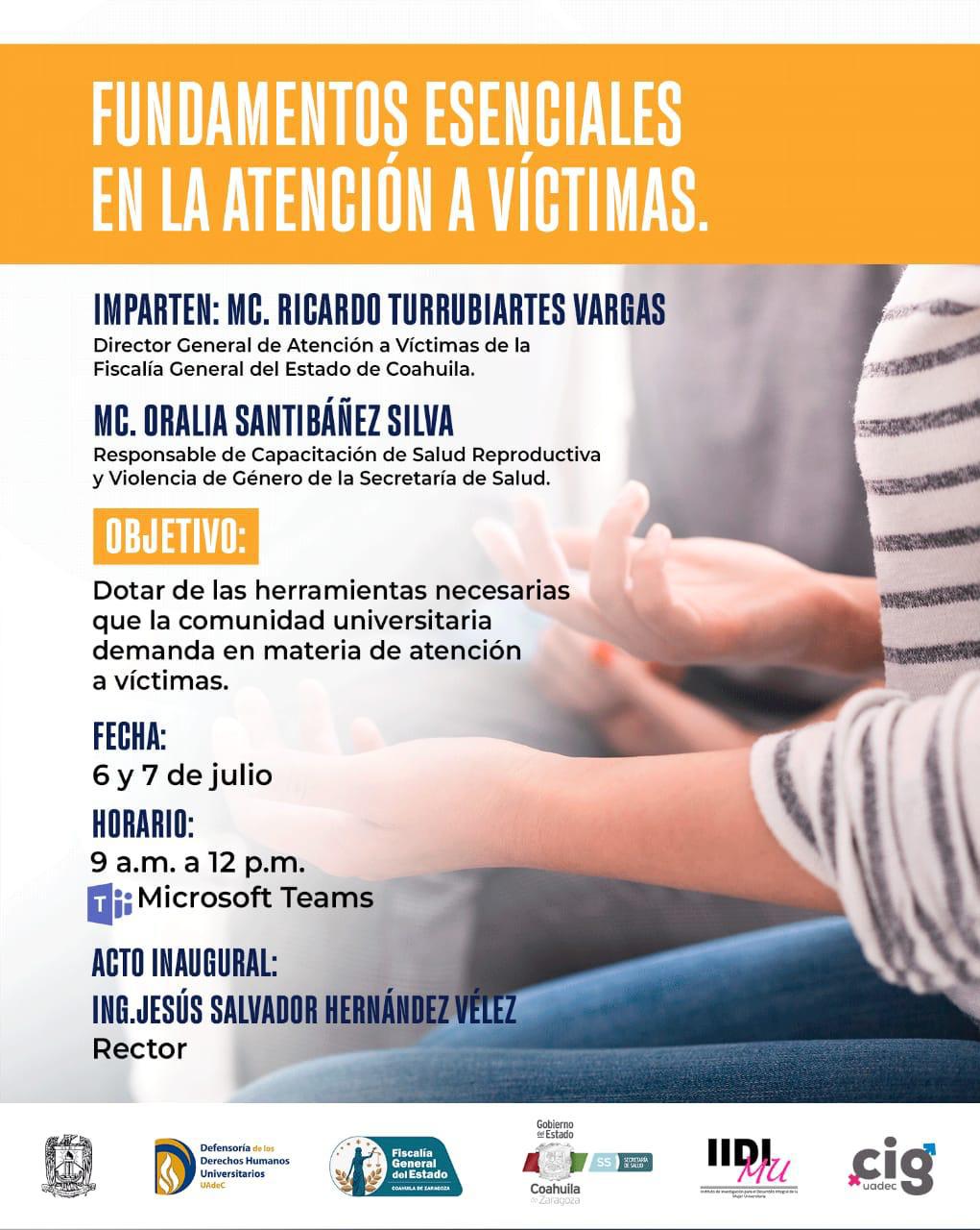 Invita UAdeC al Curso-Taller ?Fundamentos Esenciales en la Atención a Víctimas”