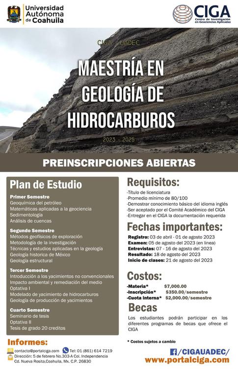Cursa en la UAdeC la Maestria e n Geología de Hidrocarburos