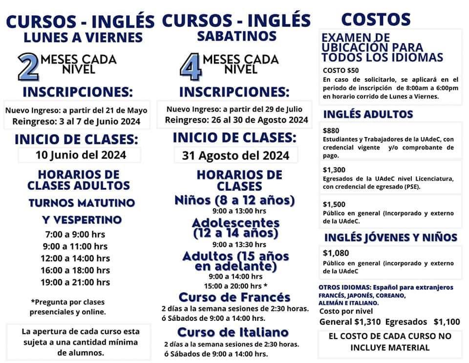 Cursos Sabatinos Centro de Idiomas UT 2