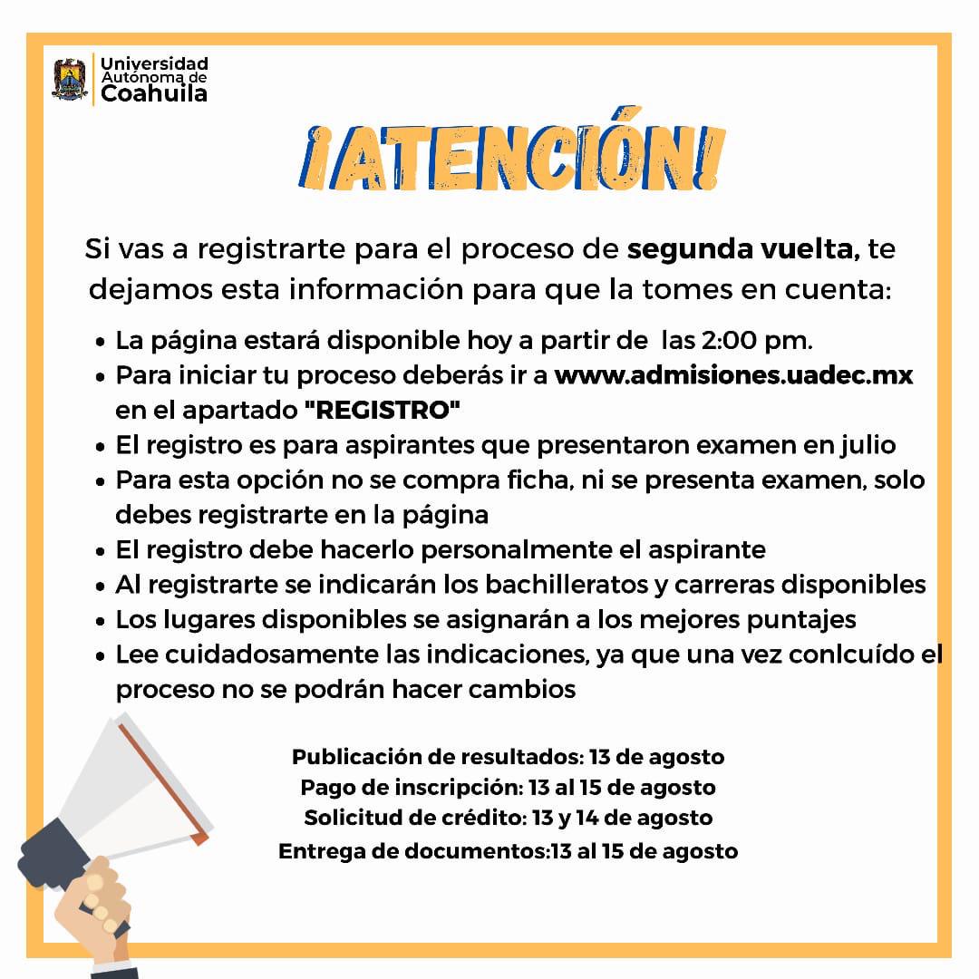 Abierto en UAdeC el Registro de Aspirantes para la Segunda Vuelta