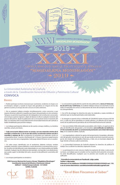convocatoria xxxi magdalena mondragon