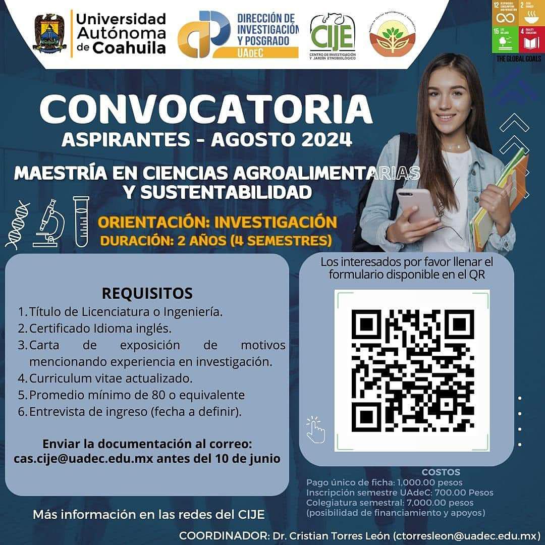 Maestria en Ciencias Agroalim entarias y Sustentabilidad